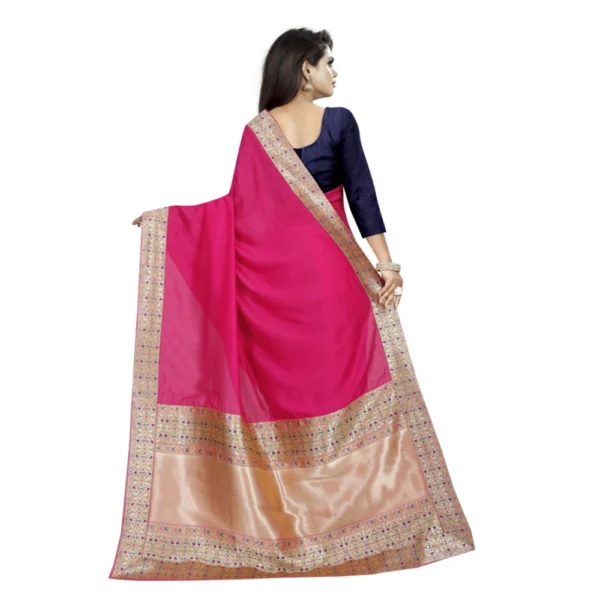 Women's Vichitra Silk Saree with Blouse (Pink,5-6 mtrs)