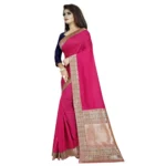Women's Vichitra Silk Saree with Blouse (Pink,5-6 mtrs)