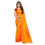 Women's Sana Silk Saree with Blouse (Orange,5-6 mtrs)