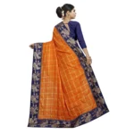 Women's Panetar Silk Saree with Blouse (Orange,5-6 mtrs)