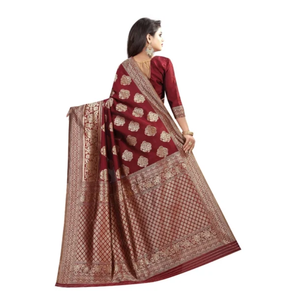 Women's Kota Banarasi Silk Saree with Blouse (Maroon,5-6 mtrs)