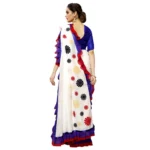 Women's Vichitra Silk Saree with Blouse (White Velvet,5-6 mtrs)