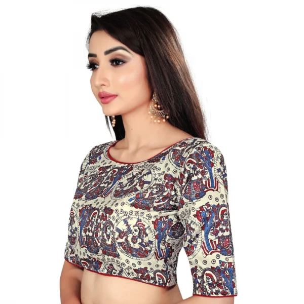 Women's Satin Silk, Inner-Cotton Full Stitched Padded Blouse (Ravan)
