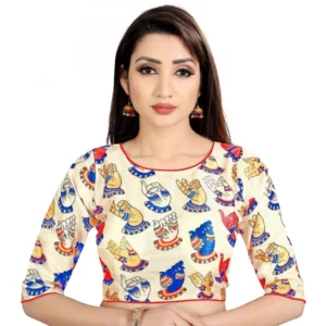 Women's Satin Silk, Inner-Cotton Full Stitched Padded Blouse (Hand)
