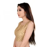 Women's Satin Silk, Inner-Cotton Full Stitched Padded Blouse (Keri Gold)