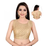 Women's Satin Silk, Inner-Cotton Full Stitched Padded Blouse (Keri Gold)