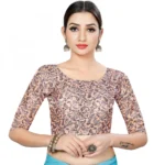 Women's Satin Silk, Inner-Cotton Full Stitched Padded Blouse (Beige Champu)