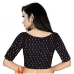 Women's Satin Silk, Inner-Cotton Full Stitched Padded Blouse (Black White)