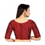 Women's Brocade, Inner-Cotton Full Stitched Padded Blouse (Marun )