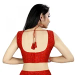 Women's Satin Silk, Inner-Cotton Full Stitched Padded Blouse (Red)