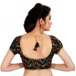 Women's Satin Silk, Inner-Cotton Full Stitched Padded Blouse (Black Red)