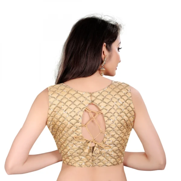 Women's Satin Silk, Inner-Cotton Full Stitched Padded Blouse (Keri Gold)