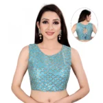Women's Satin Silk, Inner-Cotton Full Stitched Padded Blouse (Keri Dudhiya)