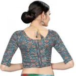 Women's Satin Silk, Inner-Cotton Full Stitched Padded Blouse (Grey Red )