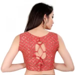 Women's Satin Silk, Inner-Cotton Full Stitched Padded Blouse (Keri Red)