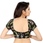 Women's Satin Silk, Inner-Cotton Full Stitched Padded Blouse (Black)