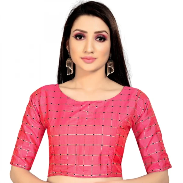 Women's Brocade, Inner-Cotton Full Stitched Padded Blouse (Gajri )