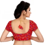 Women's Satin Silk, Inner-Cotton Full Stitched Padded Blouse (Red)