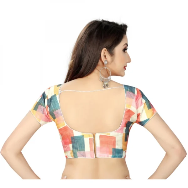 Women's Satin Silk, Inner-Cotton Full Stitched Padded Blouse (Choktha)