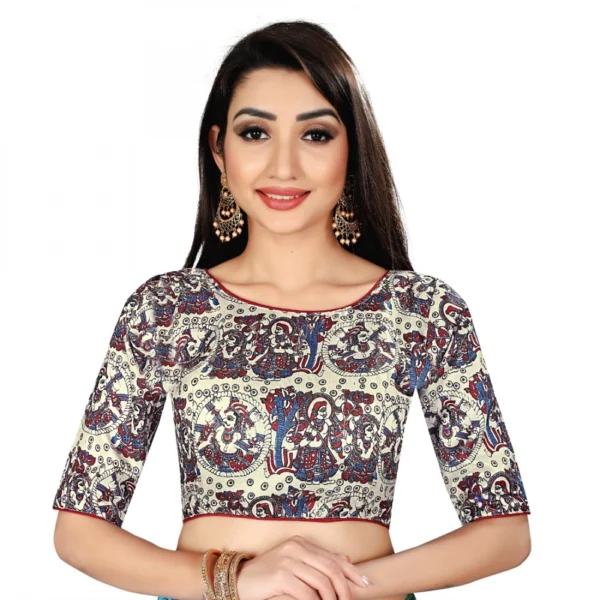 Women's Satin Silk, Inner-Cotton Full Stitched Padded Blouse (Ravan)