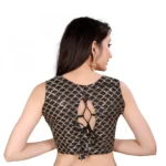 Women's Satin Silk, Inner-Cotton Full Stitched Padded Blouse (Keri Black)