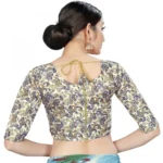 Women's Satin Silk, Inner-Cotton Full Stitched Padded Blouse (Gold )