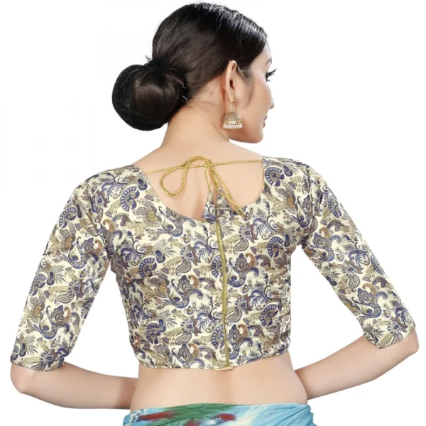 Women's Satin Silk, Inner-Cotton Full Stitched Padded Blouse (Gold )