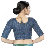 Women's Satin Silk, Inner-Cotton Full Stitched Padded Blouse (Blue )