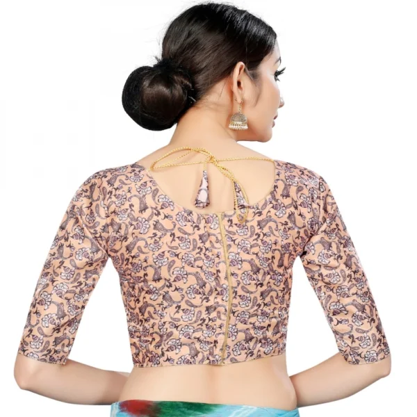 Women's Satin Silk, Inner-Cotton Full Stitched Padded Blouse (Beige Champu)