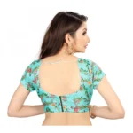 Women's Satin Silk, Inner-Cotton Full Stitched Padded Blouse (Sky blue)