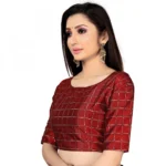 Women's Brocade, Inner-Cotton Full Stitched Padded Blouse (Marun )