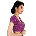 Women's Satin Silk, Inner-Cotton Full Stitched Padded Blouse (Wine)