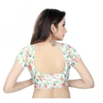 Women's Satin Silk, Inner-Cotton Full Stitched Padded Blouse (White)