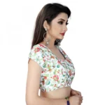 Women's Satin Silk, Inner-Cotton Full Stitched Padded Blouse (White)