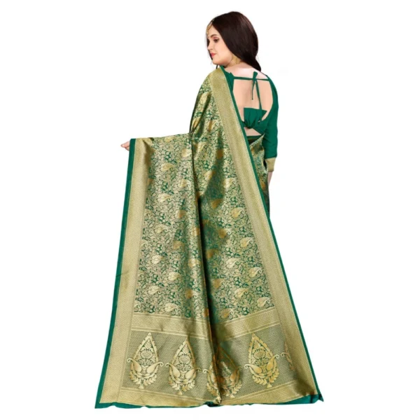 Women's Banarasi Silk Saree (Green, 5-6mtrs)