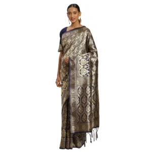 Women's Banarasi Silk Saree (Neavy blue, 5-6mtrs)