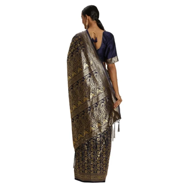 Women's Banarasi Silk Saree (Neavy blue, 5-6mtrs)