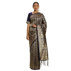 Women's Banarasi Silk Saree (Neavy blue, 5-6mtrs)