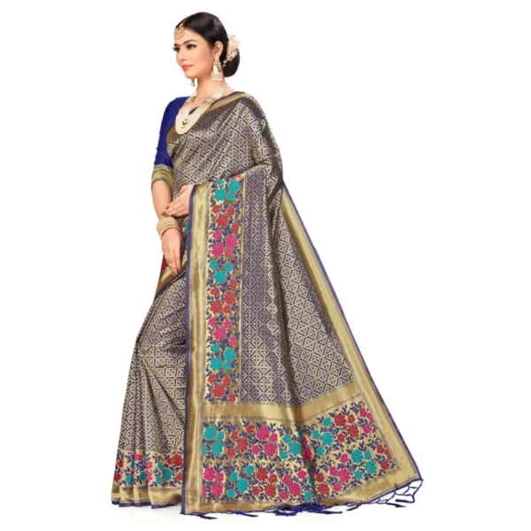 Women's Banarasi Silk Saree (Neavy blue, 5-6mtrs)