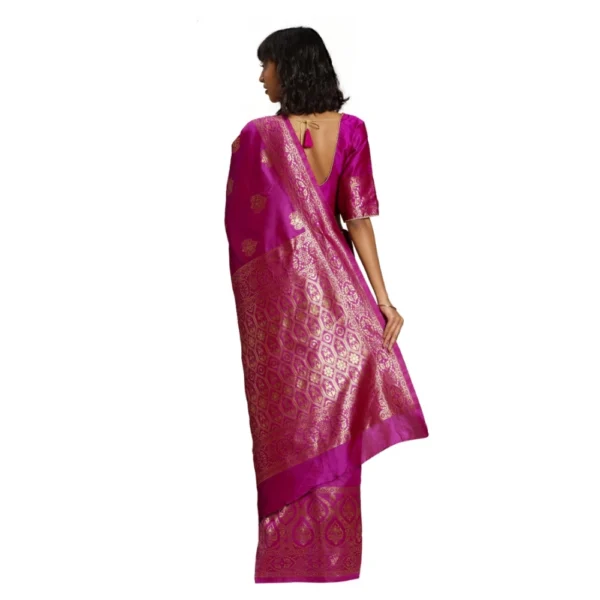 Women's Banarasi Silk Saree (Pink, 5-6mtrs)