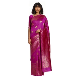 Women's Banarasi Silk Saree (Pink, 5-6mtrs)
