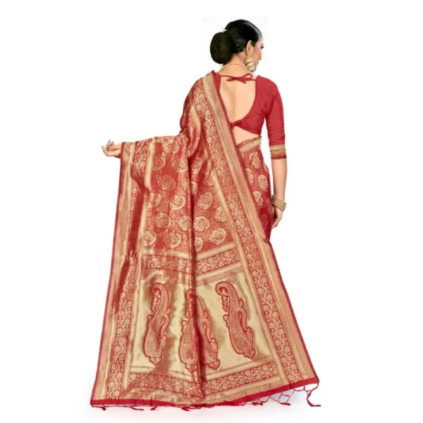 Women's Banarasi Silk Saree (Red, 5-6mtrs)