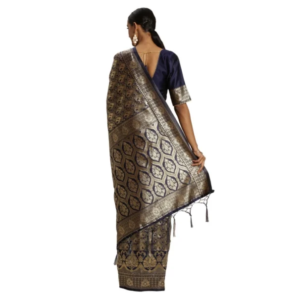 Women's Banarasi Silk Saree (Neavy blue, 5-6mtrs)