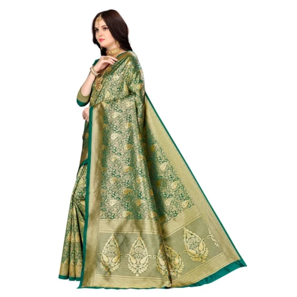 Women's Banarasi Silk Saree (Green, 5-6mtrs)