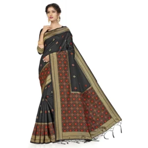 Women's Banarasi Silk Saree (Black, 5-6mtrs)