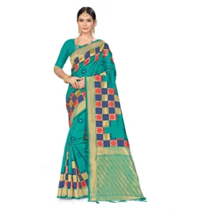 Women's Banarasi Silk Saree (Green, 5-6mtrs)