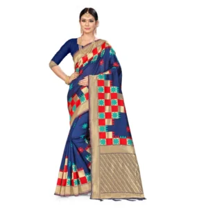 Women's Banarasi Silk Saree (Neavy blue, 5-6mtrs)