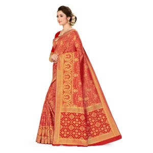 Women's Banarasi Silk Saree (Red, 5-6mtrs)