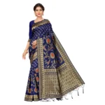 Women's Banarasi Silk Saree (Navy blue, 5-6mtrs)