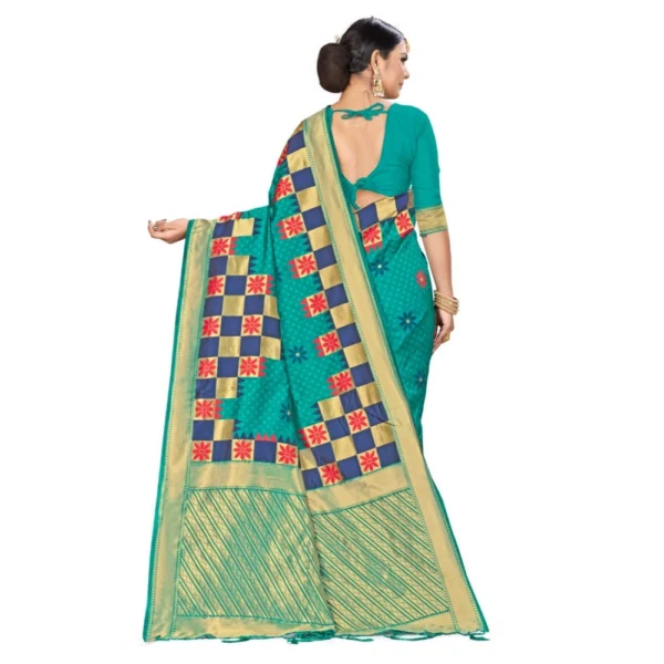 Women's Banarasi Silk Saree (Green, 5-6mtrs)